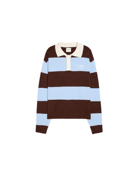Suéter de gola polo com contraste e listras
