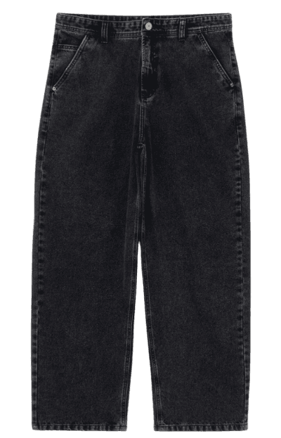 Calça Super Baggy em Jeans Marmorizada Preto