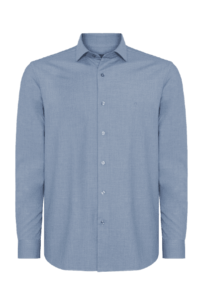 Camisa Regular Melange Antibactéria Azul