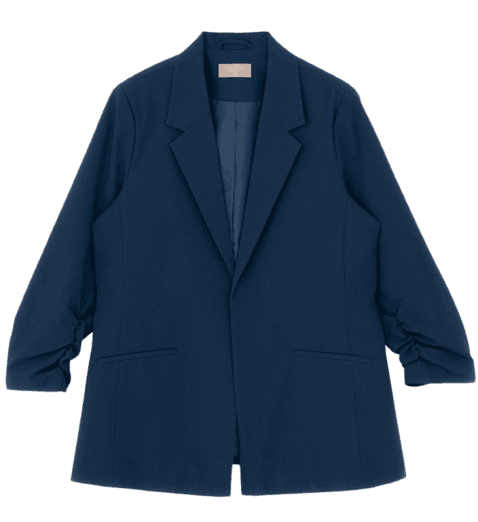 Blazer Alongado Em Crepe Manga Puxadinha Curve & Plus Size Azul