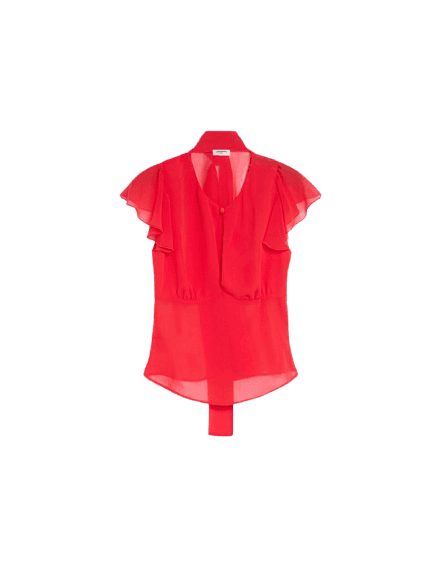 Camisa manga curta acinturada com babados