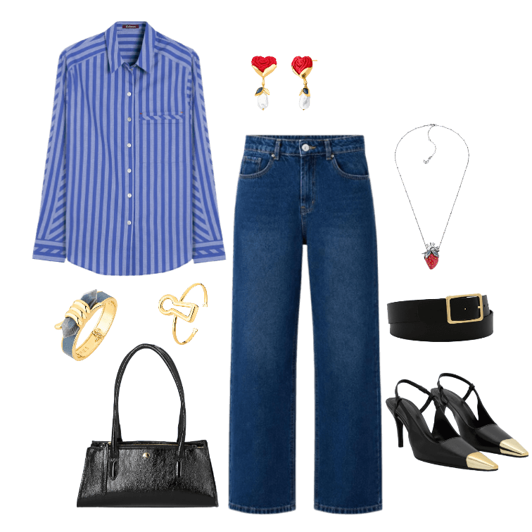 Camisa listrada azul: como usar com jeans wide leg e sair do óbvio!