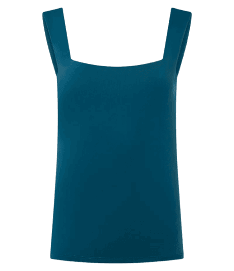 Blusa em Poliamida com Decote Quadrado Azul Esverdeado
