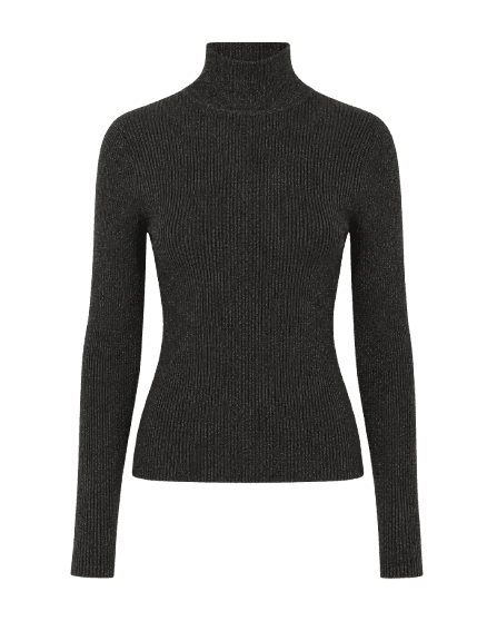 Blusa Tricot Manga Longa Gola Alta Lurex