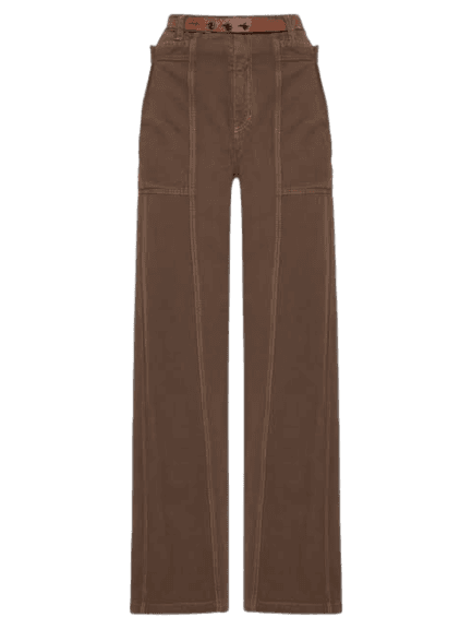 calça feminina cinto de couro marrom