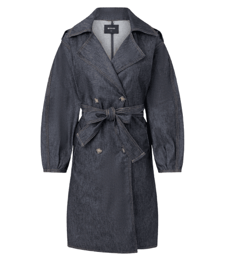 Trench Coat Longa em Jeans com Cinto Ajustável