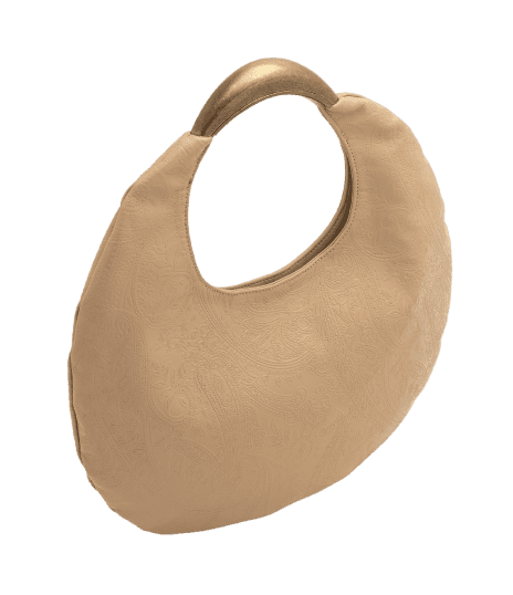Bolsa Média com Textura Floral e Alça de Mão em Metal