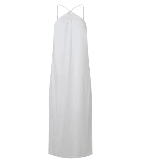 Vestido Midi em Viscolinho com Decote Halter e Fendas Laterais