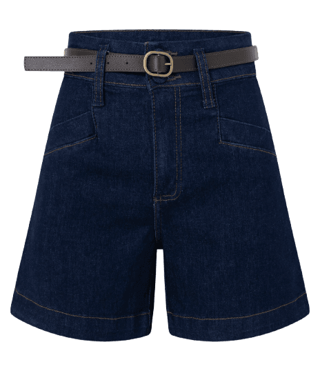 Short Jeans com Cintura Alta e Cinto em PU