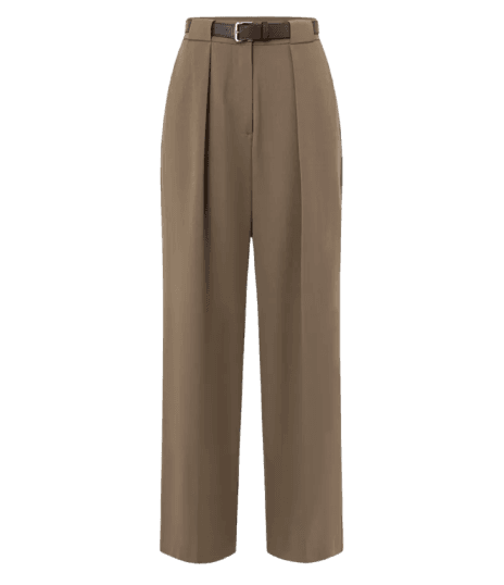 Calça Pantalona em Alfaiataria com Cinto Marrom