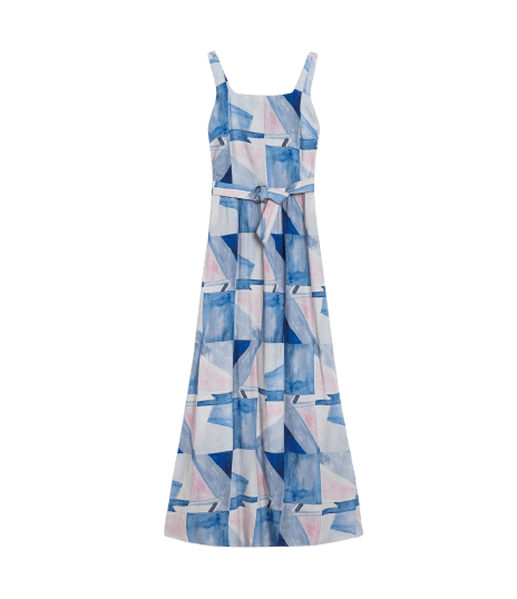Vestido Teresa Est Mosaico Azul Seco