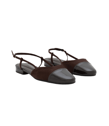 Sapatilha Slingback Texturizado com Detalhes em PU
