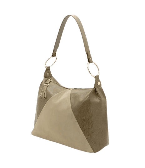 Bolsa Hobo Grande Texturizada e com Recorte de Suede