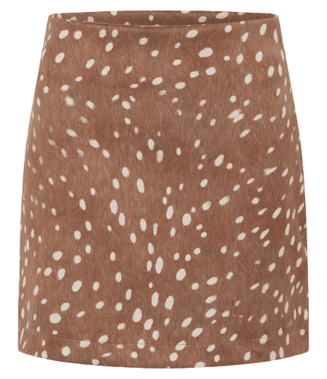 Saia Feminina Mini Suede Animal Print Bambi