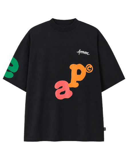 Camiseta Huge Approve Letters Preto e Colorida