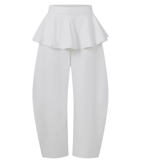 Calça Barrel em Jeans com Cintura Alta e Peplum