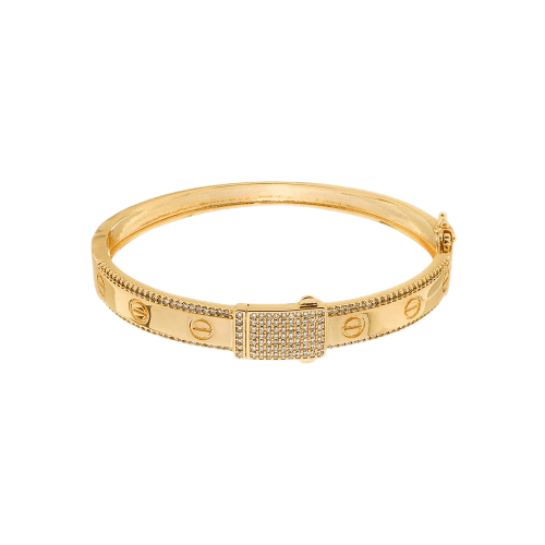 Bracelete Dourado Cravejado de Zircônia