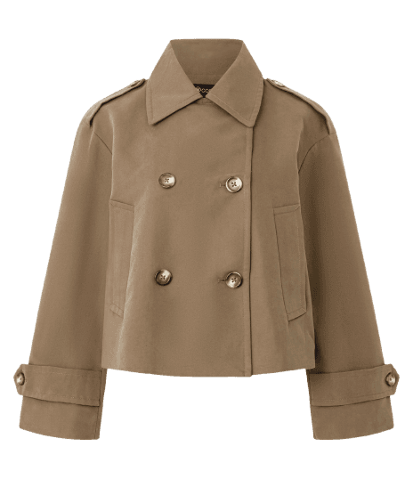 Trench Coat Curto com Abotoamento Transpassado