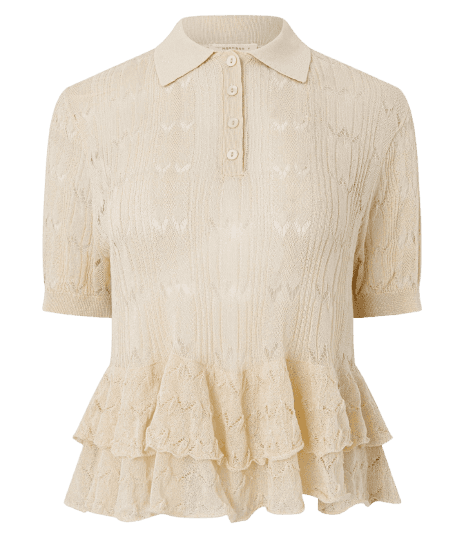 Blusa em Tricô com Babados Texturizados