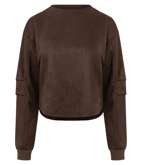 Camiseta Manga Longa em Suede com Pregas