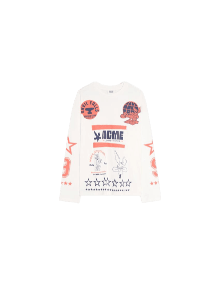 Camiseta oversized de manga comprida com estampa LOONEY TUNES