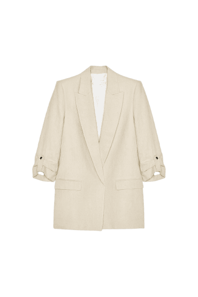 BLAZER DE MANGA ENROLADA COM LINHO