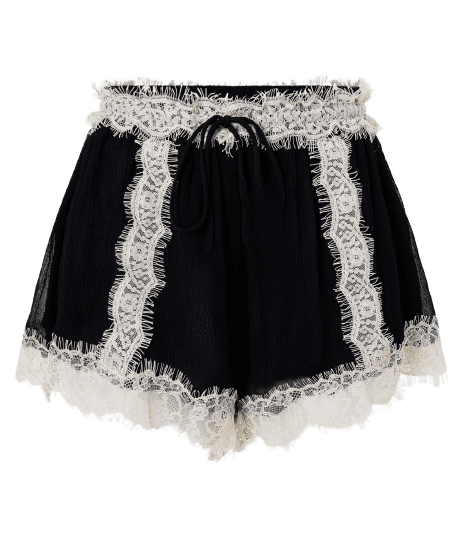 Short Reto em Viscose com Renda Contrastante