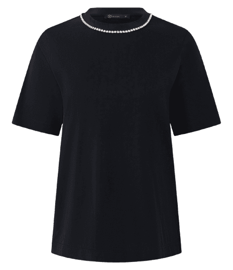Camiseta Regular em Algodão com Brilhos na Gola