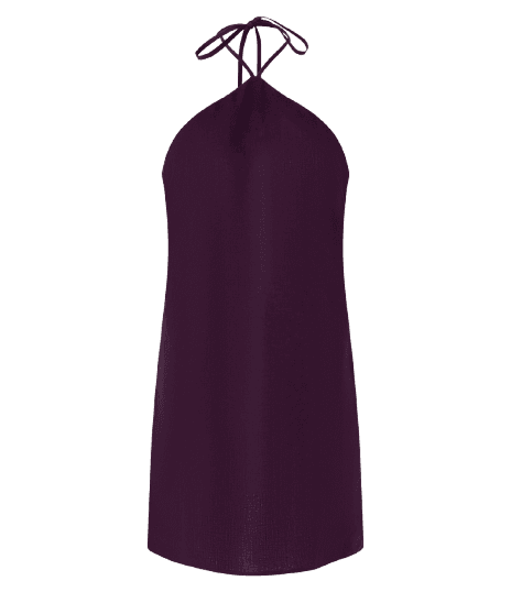 Vestido Frente Única Curto em Linho com Amarração no Pescoço
