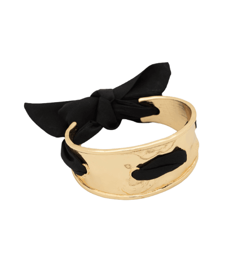 Bracelete Rígido em Metal com Tecido Entrelaçado
