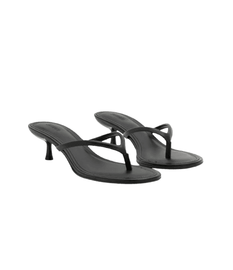 Sandália Mule em PU Kitten Heel Preto