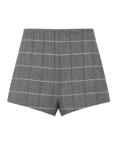Short Curto Chevron Com Listras Cinza