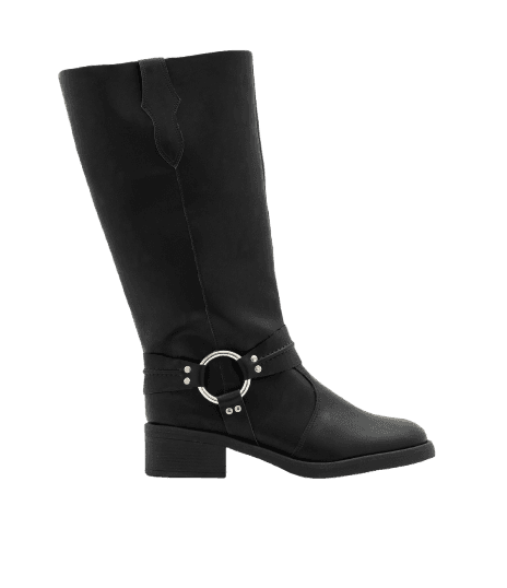 Bota Biker Boot em PU com Detalhe em Metal na Lateral