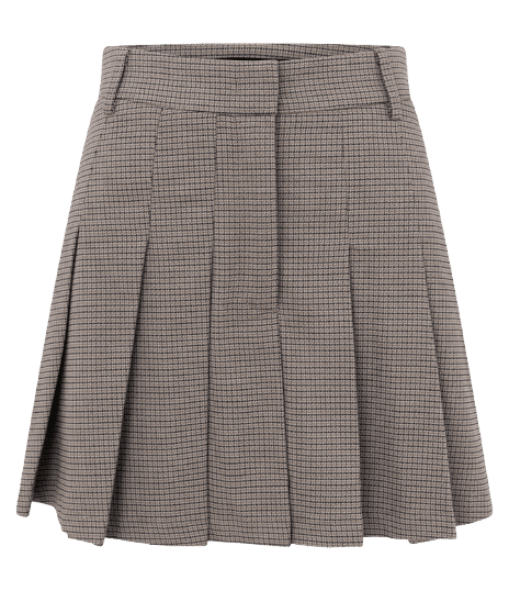 Short Saia Alfaiatado em Xadrez com Plissado