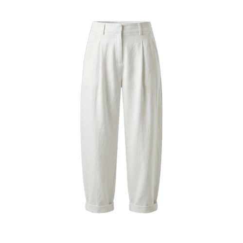 Calça barrel com prega feminina