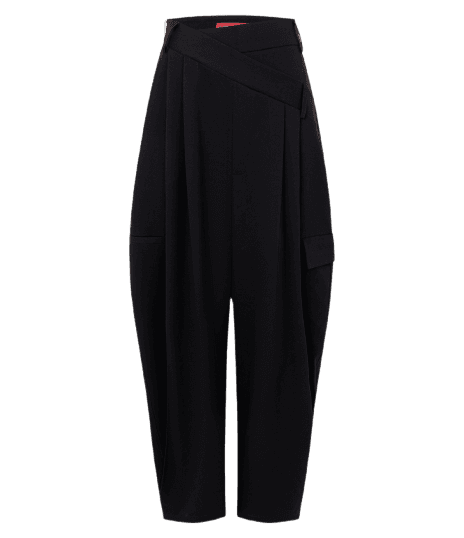 Calça Ampla Alfaiatada com Cós Assimétrico