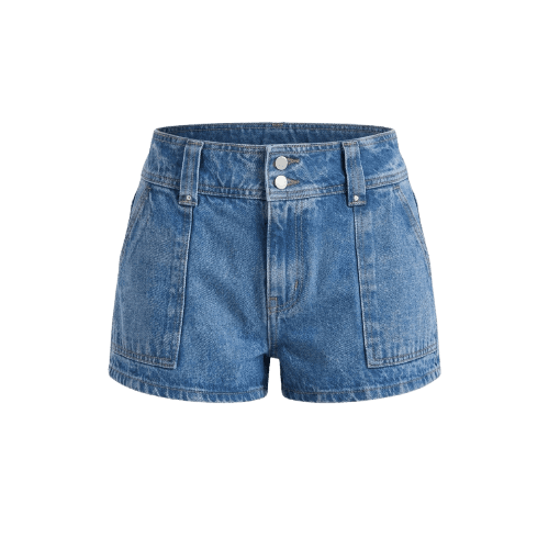 short jeans cintura baixa utilitário