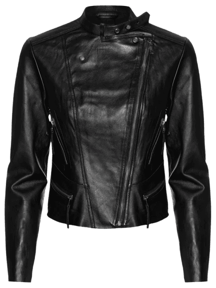 Jaqueta Feminina De Couro Motor Clássica Preto Animale
