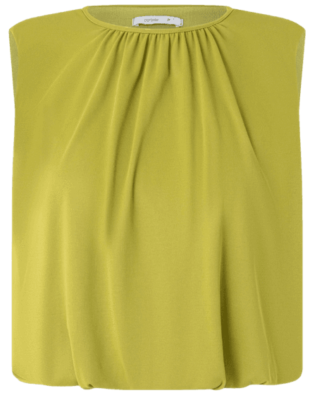 Blusa Em Poliamida Com Ombreira E Franzido Verde