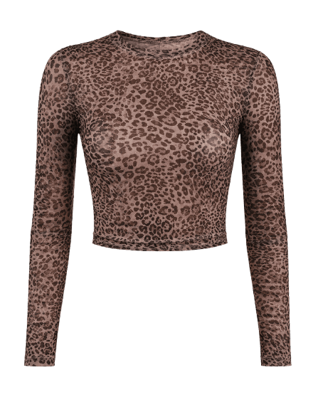 Camiseta cropped tule onça - marrom