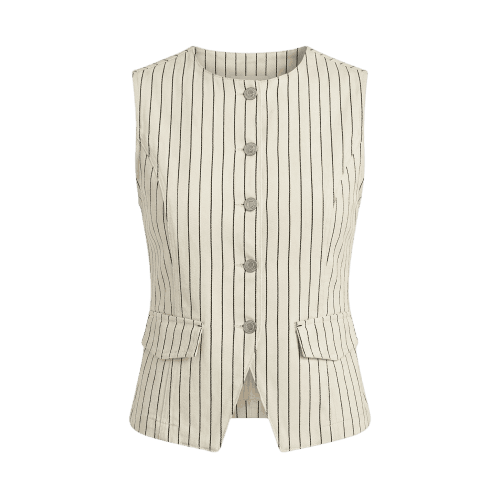 Colete Pool Jeans feminino em sarja listrado - Off-White