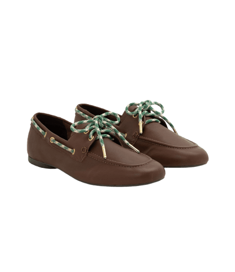 Mocassim Dockside em Couro com Atacador Contrastante