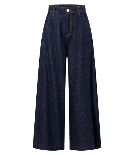 Calça Pantalona em Jeans com Cintura Alta