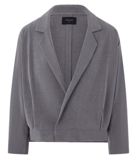 Blazer Casual Em Alfaiataria Com Frontal Transpassada Cinza