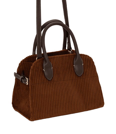 Bolsa Satchel Pequena em Suede Texturizado