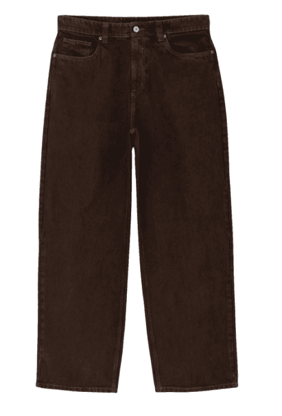 Calça Super Baggy em Sarja com Pesponto Contrastante Marrom