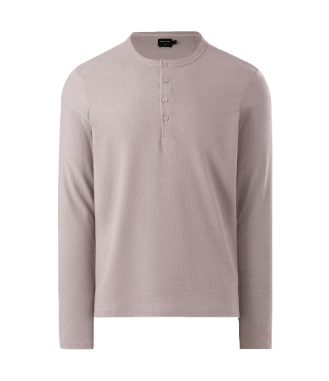 Camiseta Henley com Manga Longa e Texturização