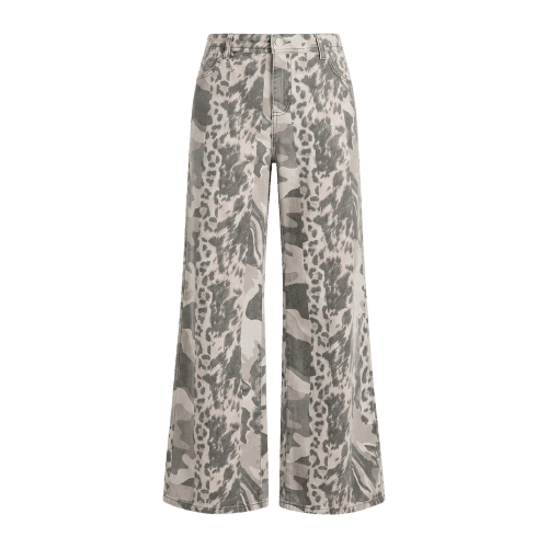 Calça Wide Leg Mix De Estampas