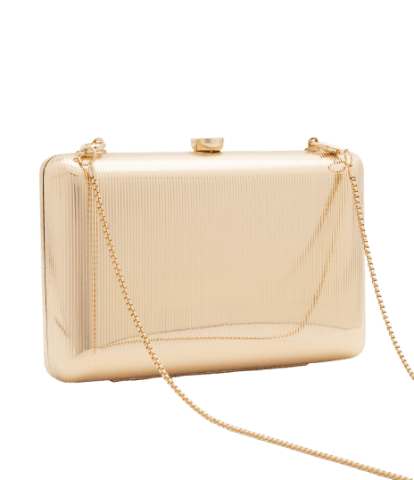 Bolsa Clutch Pequena Metalizada com Alças de Corrente