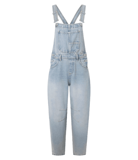 Macacão Jeans Baggy com Pences e Lavagem Dirty Urban